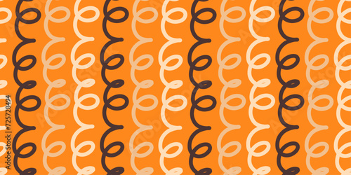 Festive vector confetti pattern on orange background. Seamless print for Birthdays, Anniversaries, Corporate parties, housewarmings, etc.