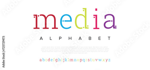 Media Minimal font creative modern alphabet. Typography with dot regular and number. minimalist style fonts set. vector illustration