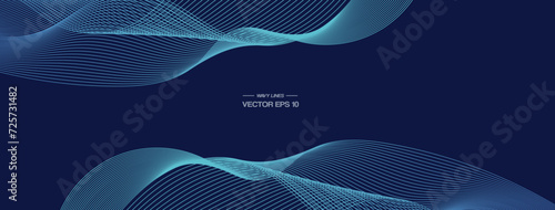 Abstract vector wave flow. Sound oscillation design. Flowing particles.	