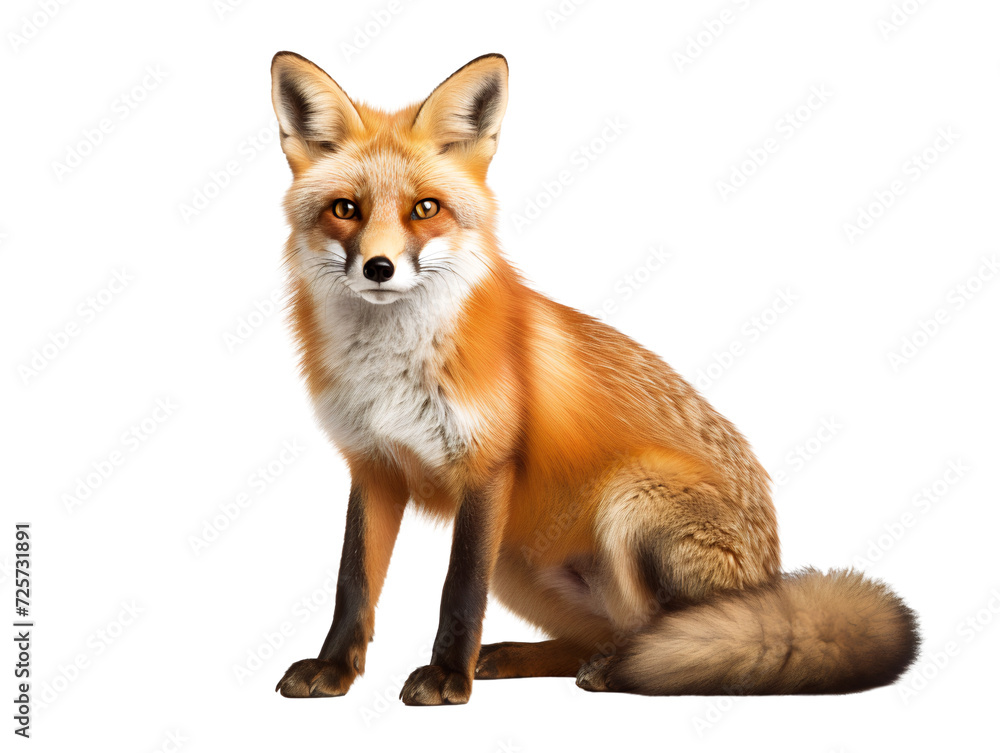 A Stunning Red Fox, isolated on a transparent or white background