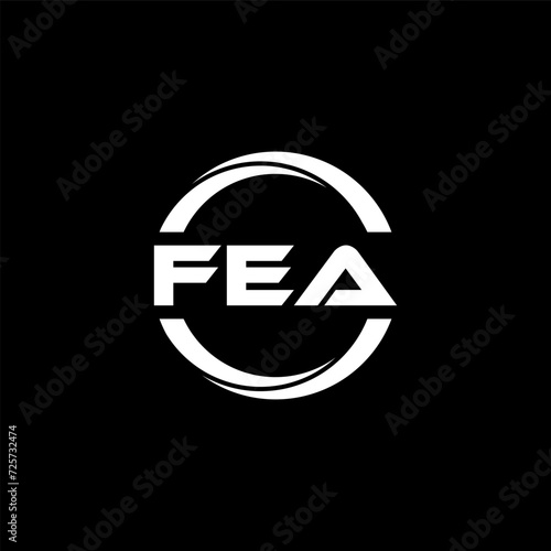 FEA letter logo design with black background in illustrator, cube logo, vector logo, modern alphabet font overlap style. calligraphy designs for logo, Poster, Invitation, etc. photo