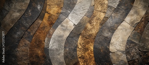 Top-down view of textured stone and ceramic floor tiles in a corridor.