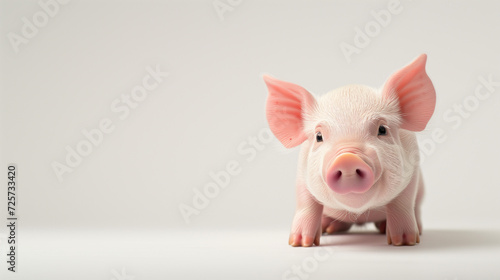 Piglet peeking from the right on a white background