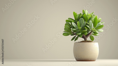 Stylish money tree. Crassula ovata. Bonsai style. Indoor plant photo