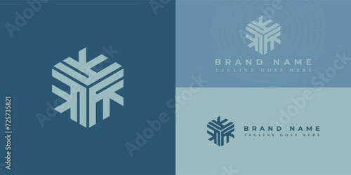 Abstract KK initial letters linked hexagon monogram logo in soft blue color isolated on deep blue background. Letter K logo applied for business and consulting company logo design inspiration template