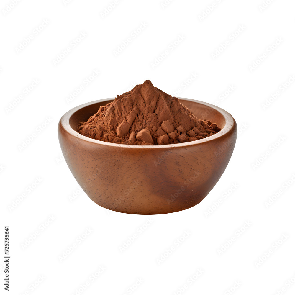 Cocoa powder in a bowl isolated on transparent background Cocoa powder in a bowl isolated on transparent background