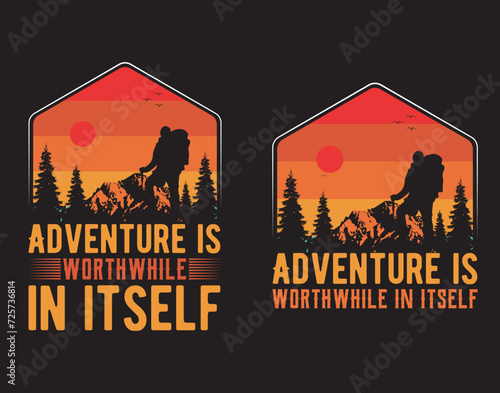 Hiking t-shirt design, Adventure wild camping explore nature, outdoor adventure t-shirt design, campfire, wild, typography, mountain vector, camping, typography, hiking, typography t-shirt