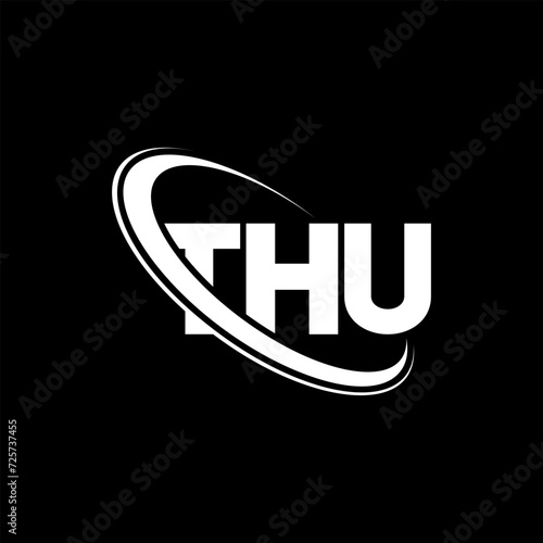 THU logo. THU letter. THU letter logo design. Initials THU logo linked with circle and uppercase monogram logo. THU typography for technology, business and real estate brand.