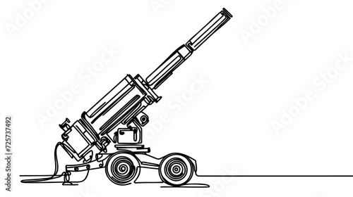 Artillery gun for mounted shooting at covered targets and defensive structures. One line drawing for different uses.