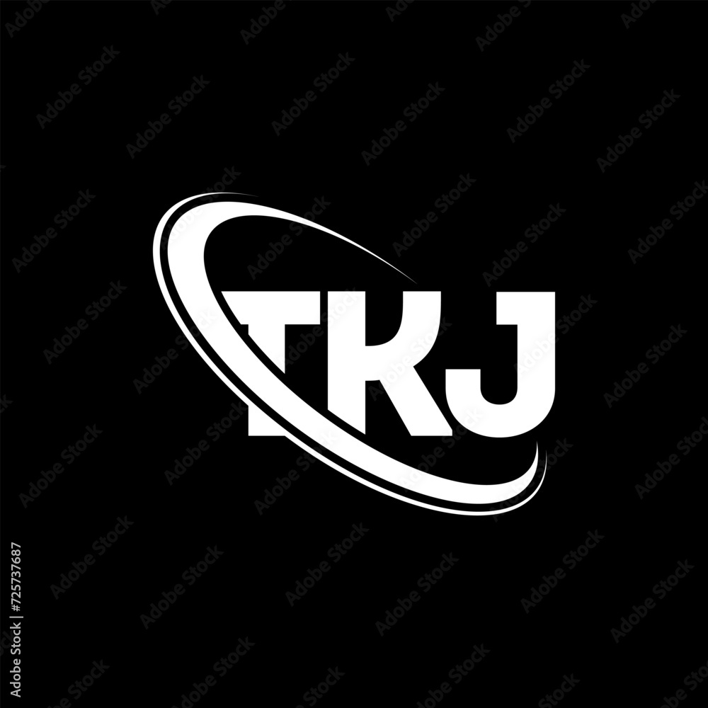 TKJ logo. TKJ letter. TKJ letter logo design. Initials TKJ logo linked with circle and uppercase monogram logo. TKJ typography for technology, business and real estate brand.