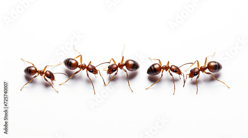 Top view A line of five ants. isolated on white background ©  Mohammad Xte