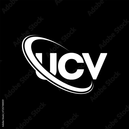 UCV logo. UCV letter. UCV letter logo design. Initials UCV logo linked with circle and uppercase monogram logo. UCV typography for technology, business and real estate brand. photo