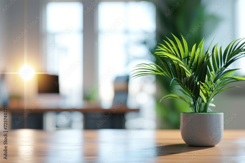 Nature of plants, leaves and chic tables In the background of a modern small office Nature of plants, leaves and chic tables In the background of a modern small office