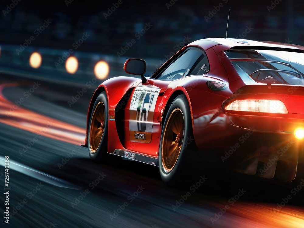 Adrenaline Rush: Side Perspective of a Blurred Red Race Car in Motion