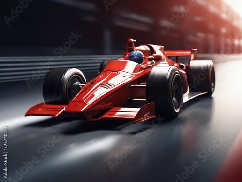 Velocity Visions: Side View of a Red Race Car with Dynamic Motion Blur