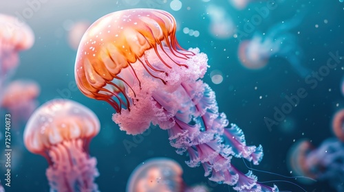 Beautiful jellyfish in the sea photo