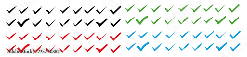 Check mark icons set. Simple check marks symbol collection. Approval checklist simple flate symbols.