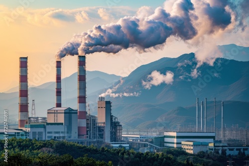 Industrial factories produce carbon gas  ozone  air  and release carbon gas.