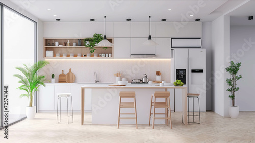 A modern and simple kitchen looks elegant.