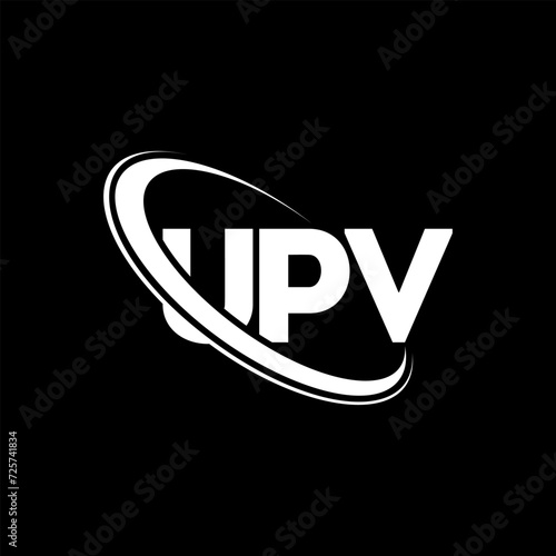 UPV logo. UPV letter. UPV letter logo design. Initials UPV logo linked with circle and uppercase monogram logo. UPV typography for technology, business and real estate brand. photo