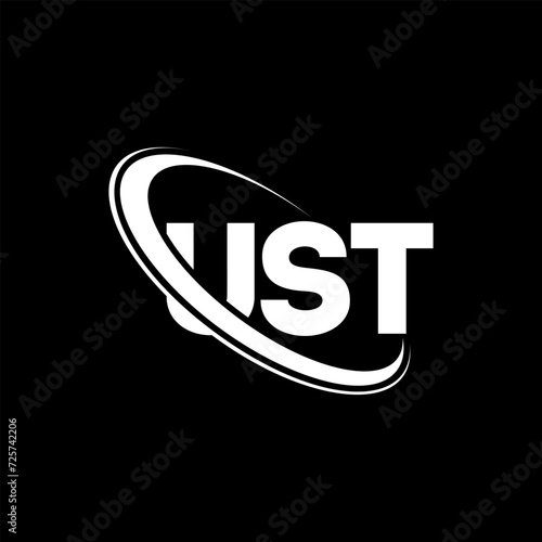 UST logo. UST letter. UST letter logo design. Initials UST logo linked with circle and uppercase monogram logo. UST typography for technology, business and real estate brand. photo