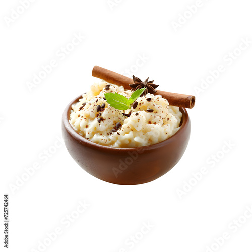 Tasty rice pudding isolated on transparent background