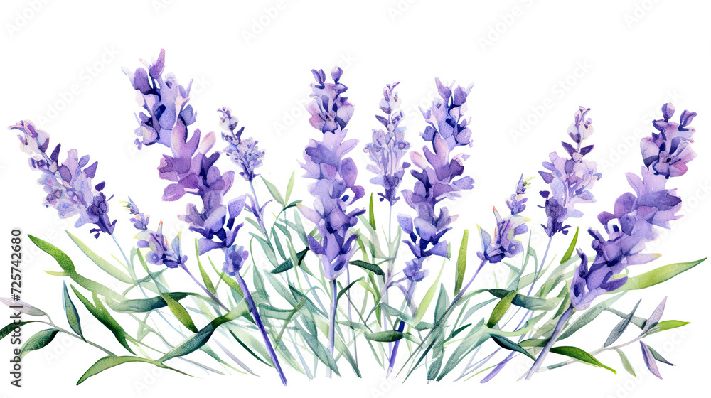 Watercolor Lavender flower isolated on white background