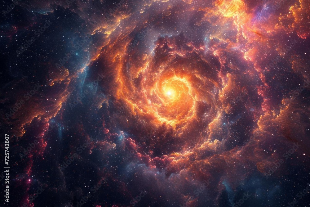 Obraz premium A space-time anomaly with warped visuals of galaxies and nebulae Hinting at unseen dimensions