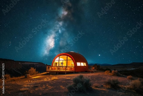 A stargazer's retreat on a remote planet Offering unobstructed views of cosmic events and celestial phenomena