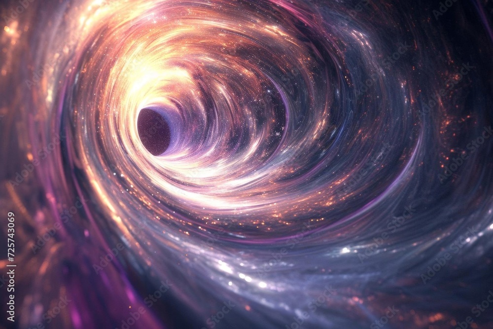 Obraz premium A surreal depiction of a space-time wormhole Twisting the fabric of the cosmos Surrounded by a halo of light