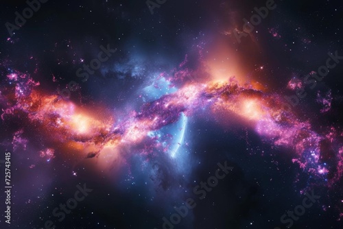An ethereal bridge of stardust spanning between two colliding galaxies With vibrant celestial phenomena