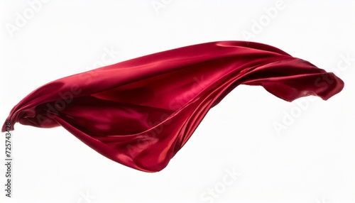 flying auburn silk fabric on a white background