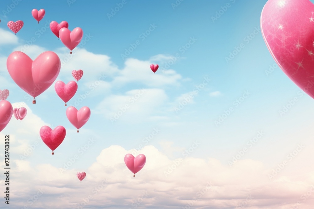 Balloons forming a heart shape against a clear sky, evoking feelings of love and happiness in a celebration mockup.