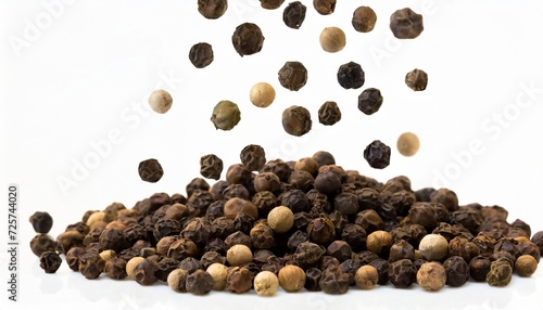 falling peppercorns isolated
