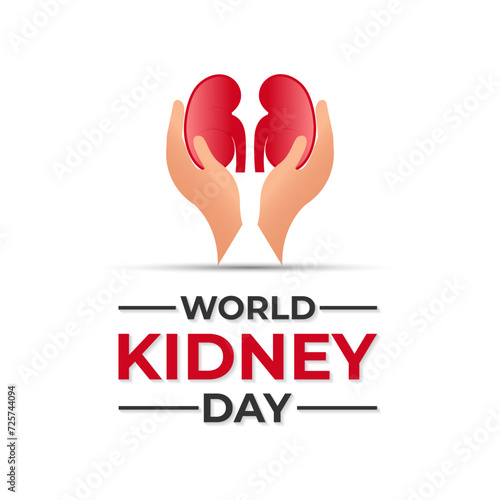 World Kidney Day. Human Kidney health concept. kidney shaped with two hand. Greeting card, poster, flyer and Banner, background design.