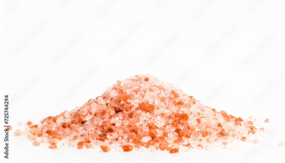 himalayan pink salt isolated on white with copyspace - obrazy, fototapety, plakaty 