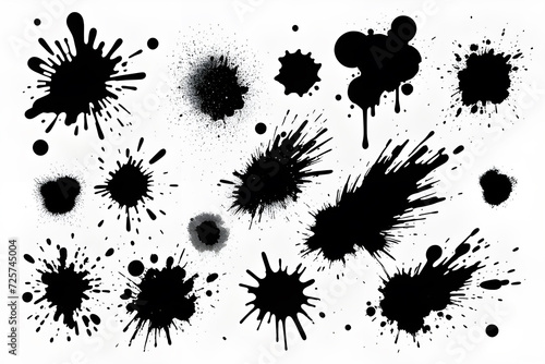 Big set of grunge splashes  paint splashes  stains on a white background  illustration. Playground AI platform.