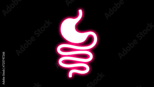 Stomach human organ neon icon. Illustration of Medical Human Health Objects..