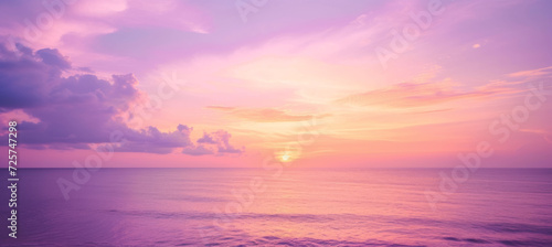 Tranquil Sunset Seascape  Soft Violet and Magenta Hues
