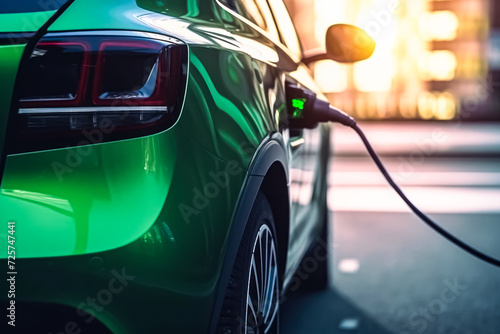 Close up of electric car charging battery.