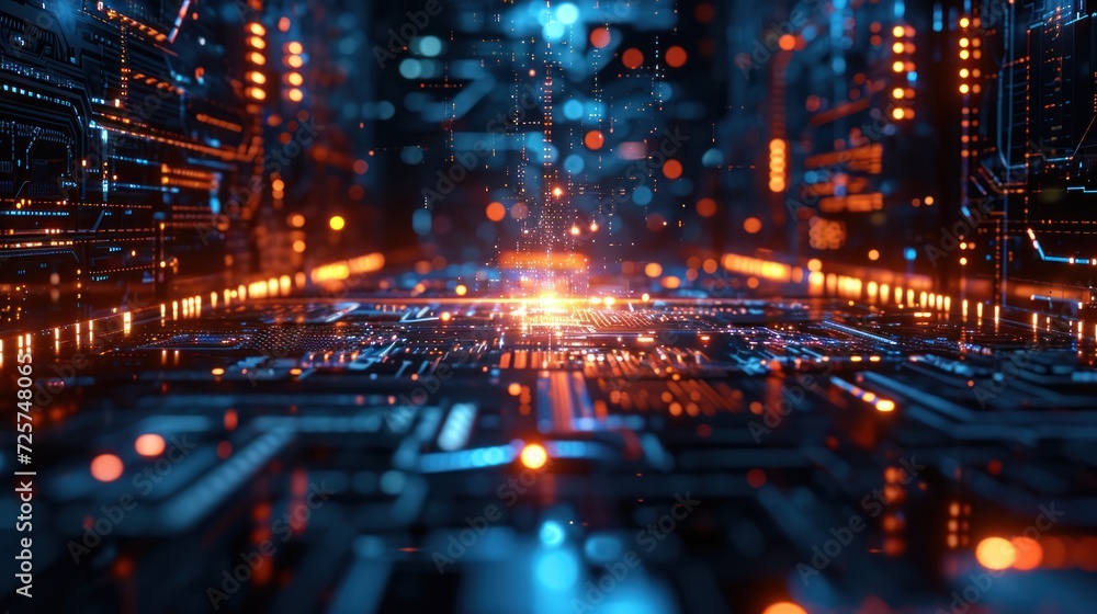 Digital technology AI learning, cyber development, data background, futuristic design Digital technology AI learning, cyber development, data background, futuristic design