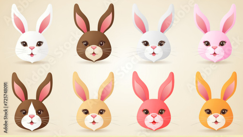 A group of paper rabbits in various colors gathered together