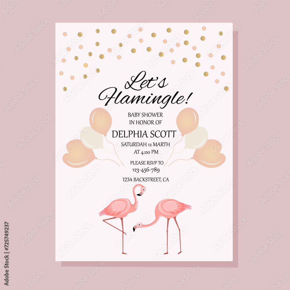Flamingo party invitation.Baby shower invitations with flamingo cartoon character set.Birthday cards with cute animals.Wedding,Valentine's Day, baby shower,save the date,birthday.Vector illustration. Flamingo party invitation.Baby shower invitations with flamingo cartoon character set.Birthday cards with cute animals.Wedding,Valentine's Day, baby shower,save the date,birthday.Vector illustration.