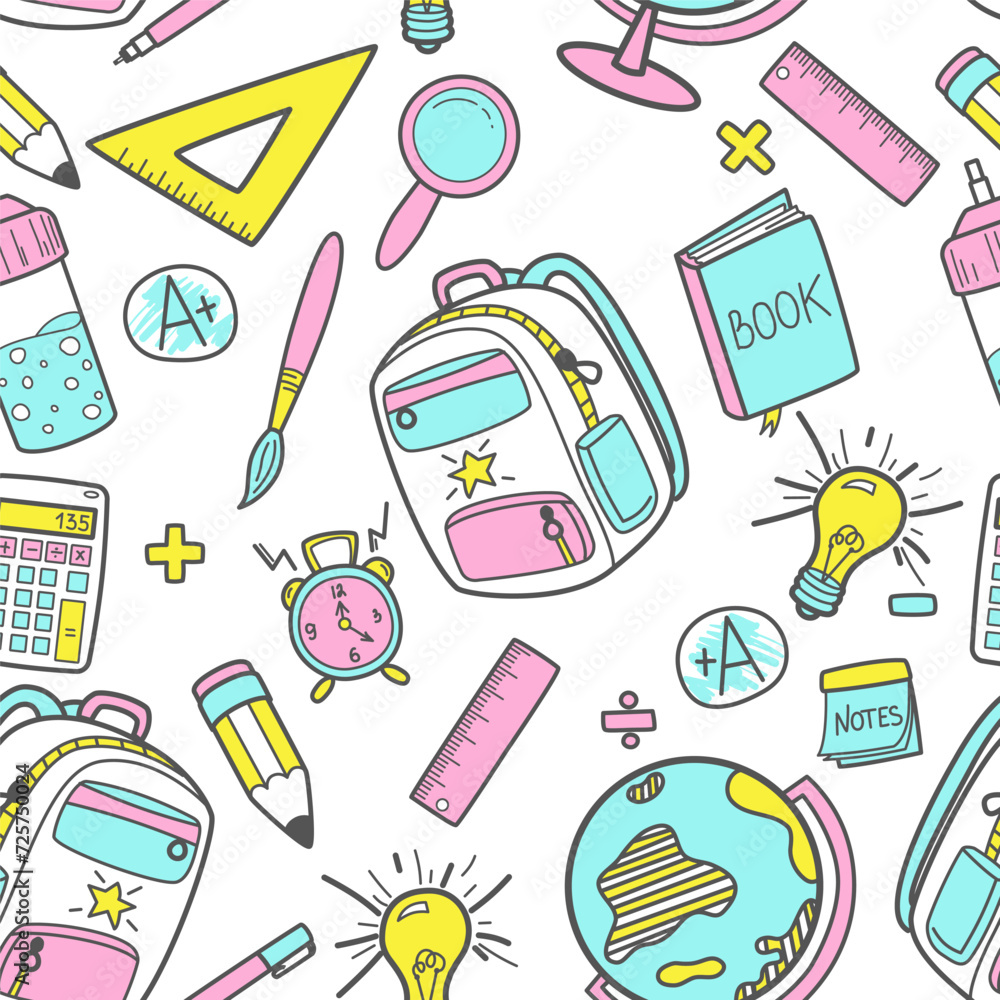 Seamless pattern with doodle icons. Seamless pattern with doodle icons.