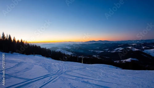 sunrise in the winter mountains ski resort in carpathians ukraine ski resort in winter generated © Josue