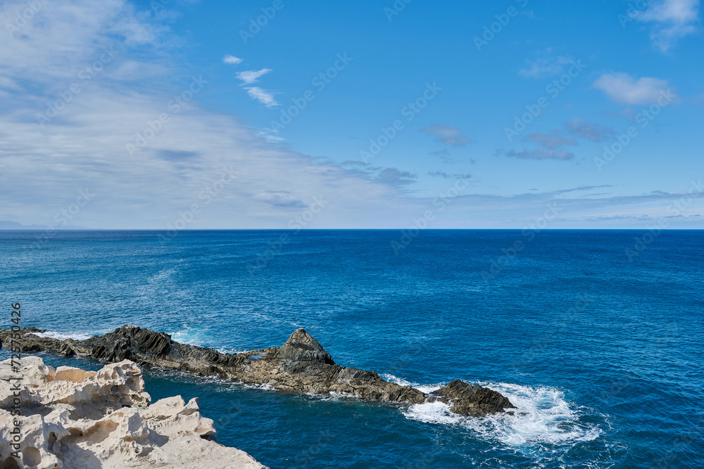 Landscape on the coast of the Atlantic Ocean in the town of Ajuy, Fuerteventura, Spain Landscape on the coast of the Atlantic Ocean in the town of Ajuy, Fuerteventura, Spain