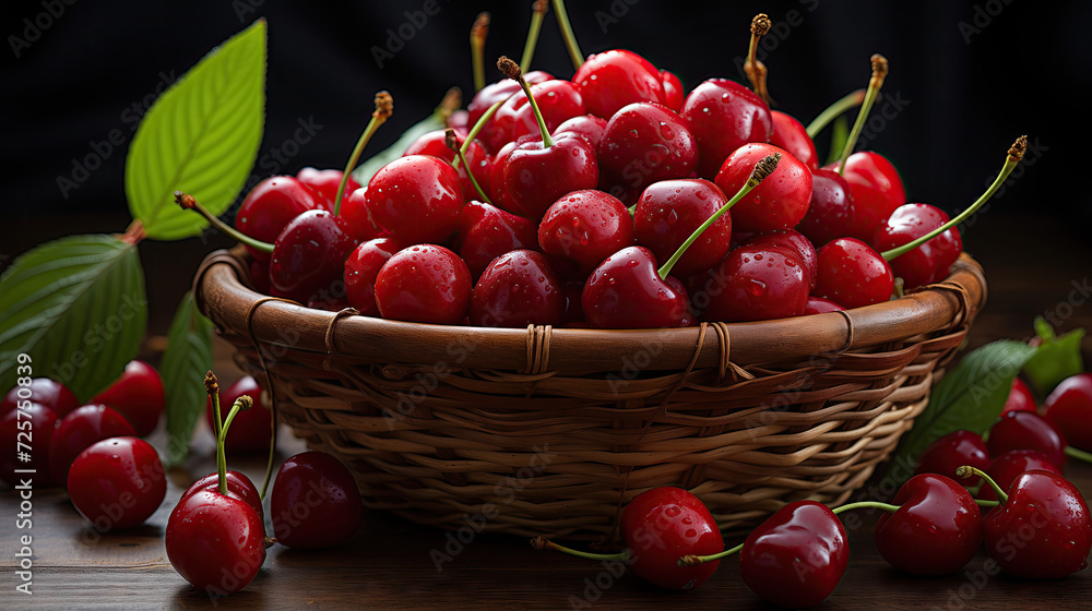 cherries in basket