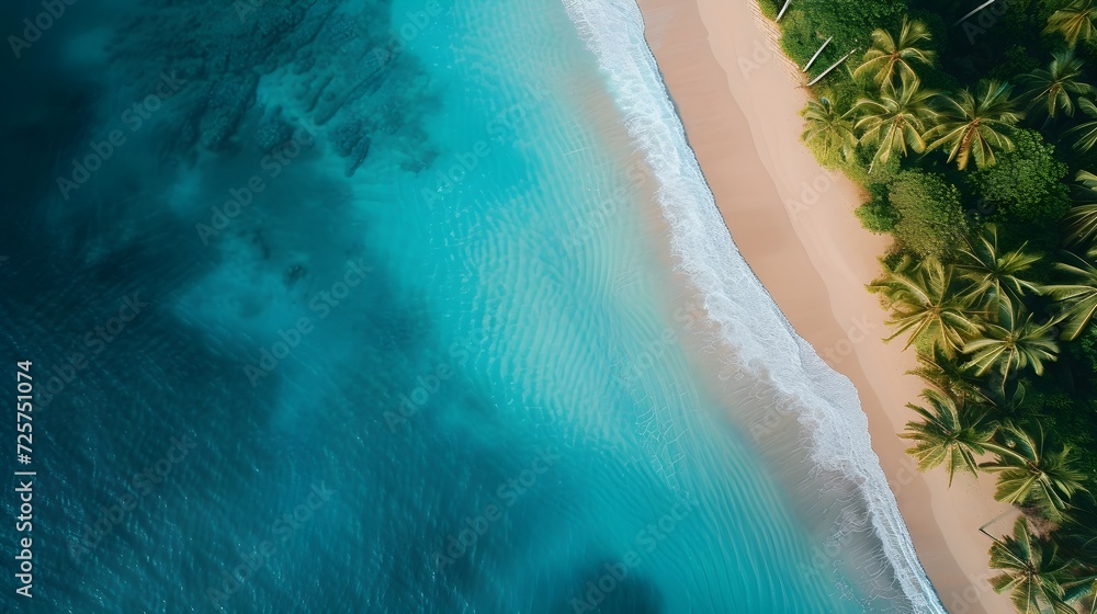 Aerial View Of Beautiful Tropical Beach Landscape.  (Generative AI).