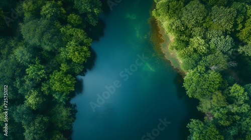 Aerial View Of Beautiful Tropical River Landscape.   Generative AI .