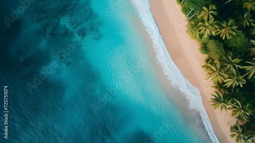 Aerial View Of Beautiful Tropical Beach Landscape. (Generative AI).